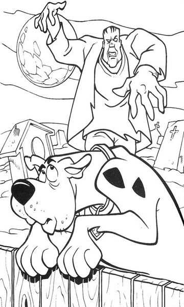 kolorowanka Scooby Doo i potwór malowanka do wydruku z bajki dla dzieci, do pokolorowania kredkami, obrazek nr 12